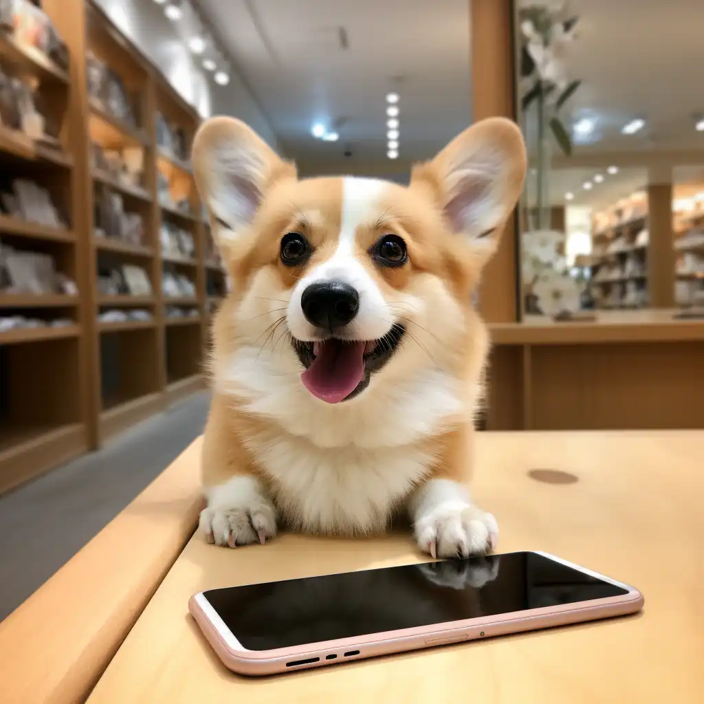 A corgi and an iPhone.